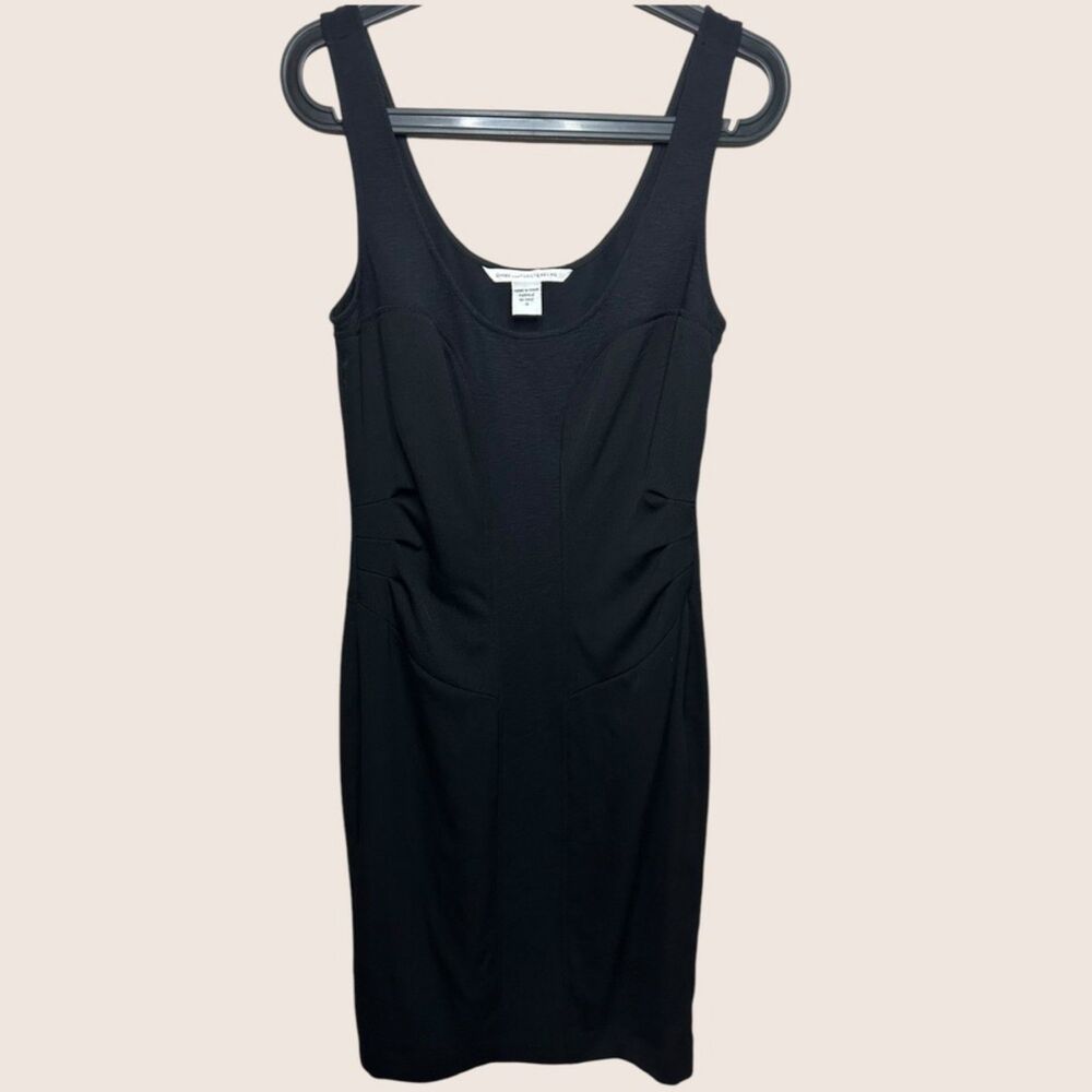 🖤 DIANE VON FURSTENBURG DVF RUCHED BODY CON WOOL BLEND TANK DRESS SIZE 10 - Picture 4 of 7